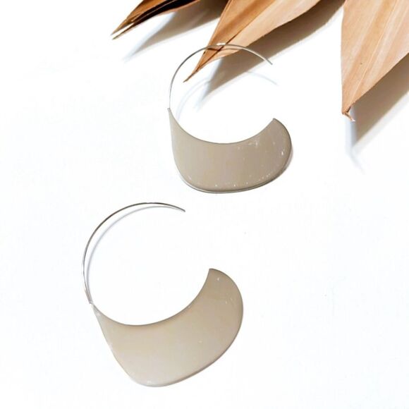 Silver geo hoop earrings #285 - Picture 1 of 2